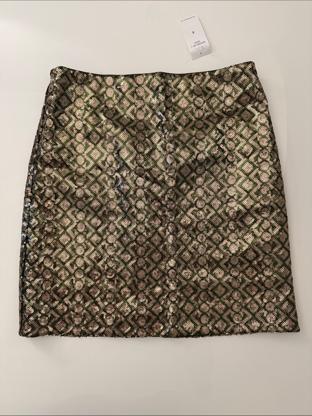 Banana Republic Olive Green and Gold Sequin Geometric Mini Skirt
